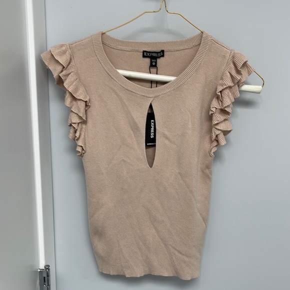 Express keyhole ruffle sleeve sweater - Picture 4 of 8